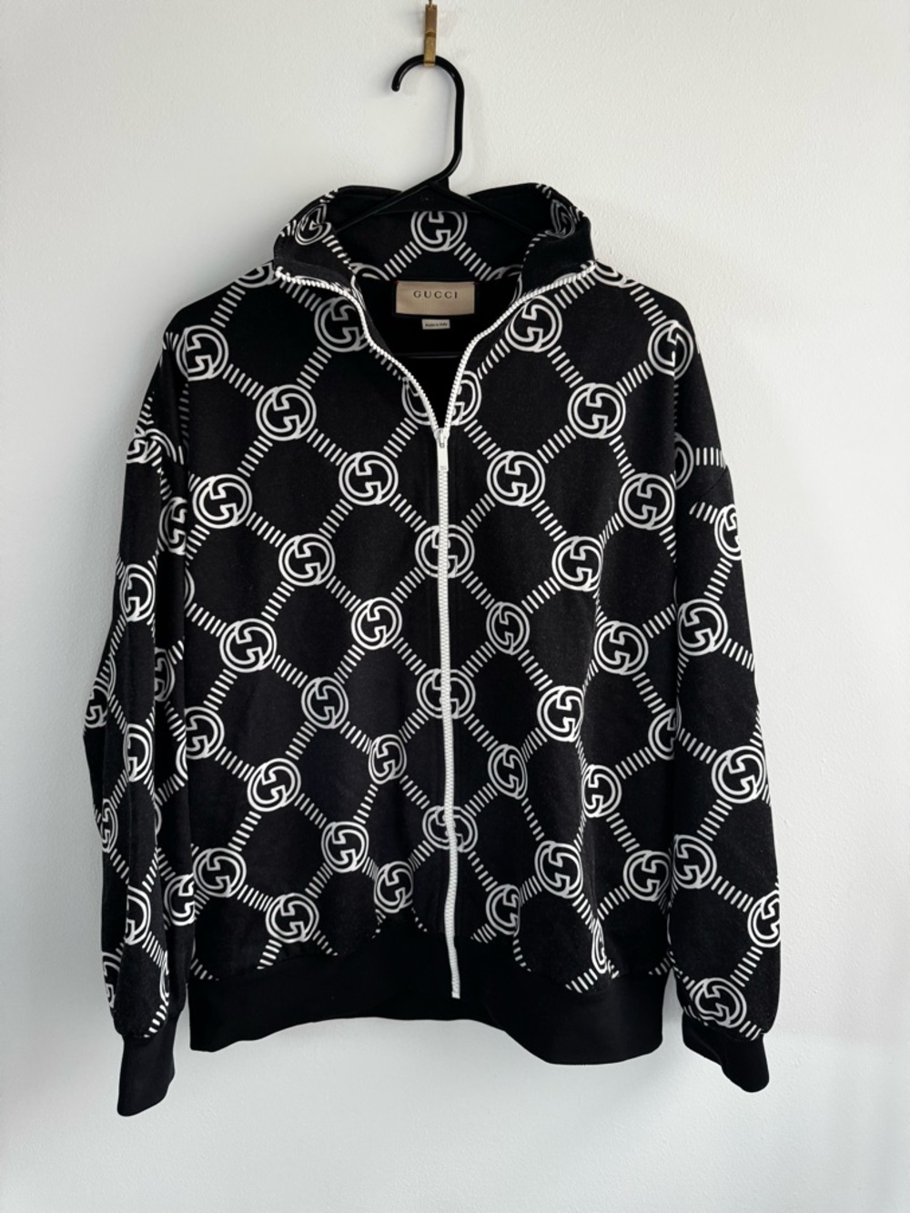 Gucci Black Logo Tag Zip Hoodie